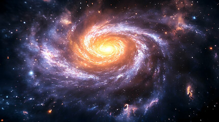 A spiral galaxy in deep space, vibrant and complex.