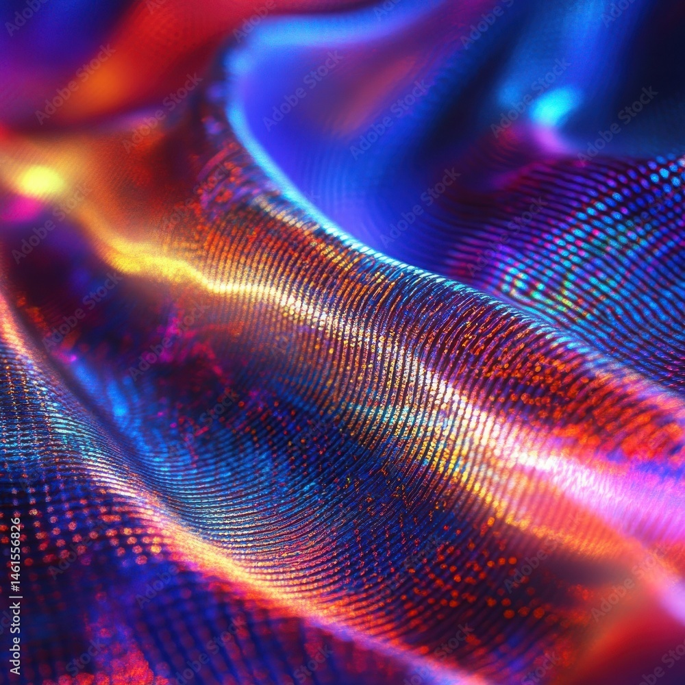 Poster light ripples curve, chromatic threads on the background