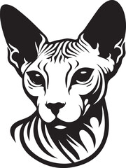 Sphynx Cat Vector Black and White Line Art Illustration
