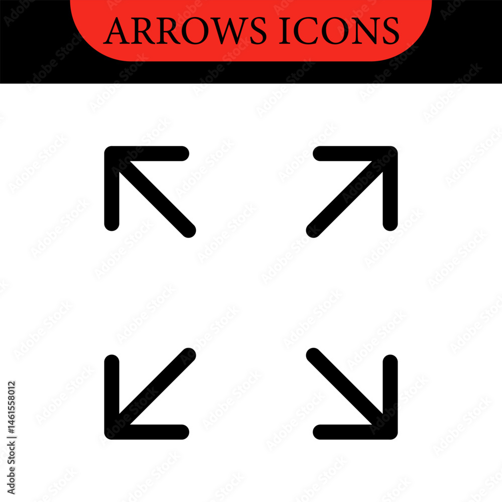 Poster arrows big black set of web icons in line style. arrow collection signs for web and mobile app. arro
