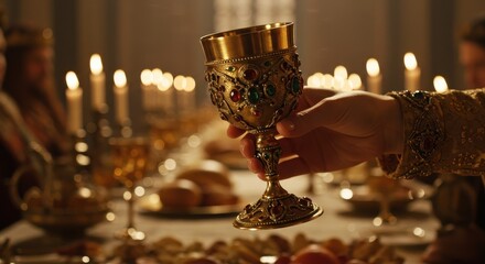 A Royal Toast: Medieval Feast with Ornate Goblet
