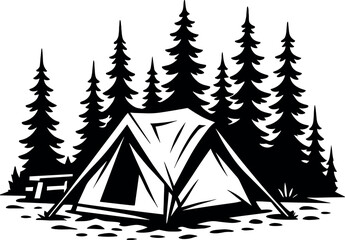 Obraz premium Tent vector black silhouette print design
