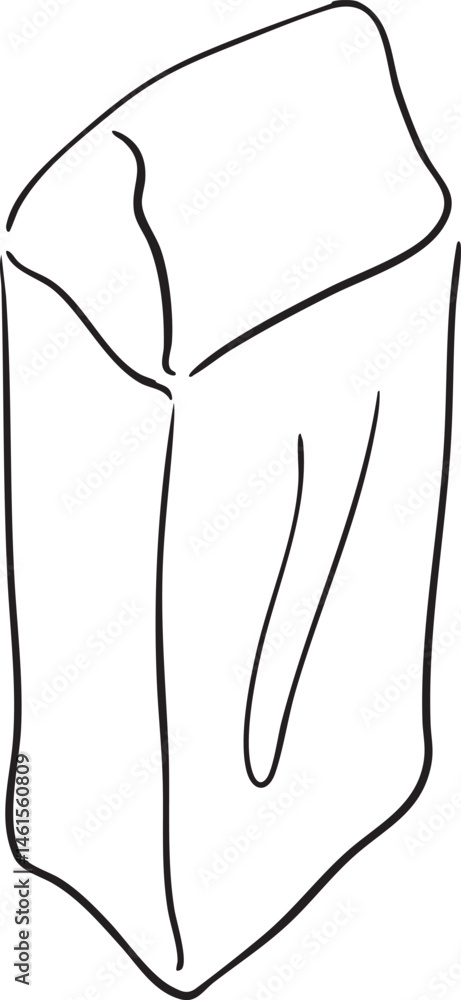 Poster a simple sketched outline of a rectangular bag.