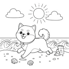 Adorable Puppy in a Blooming Garden Coloring Page