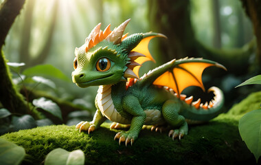 Obraz premium a cute baby Dragon with expressive Eyes 