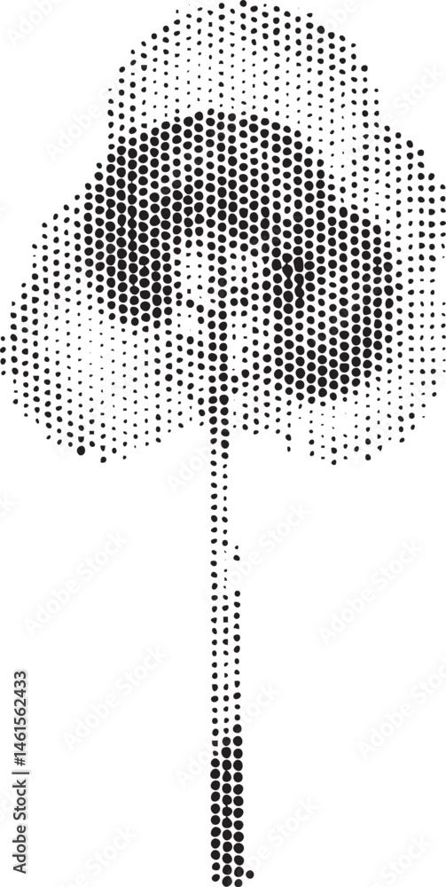 Poster a stylized tree silhouette is composed of numerous small black dots creating a textured and represen