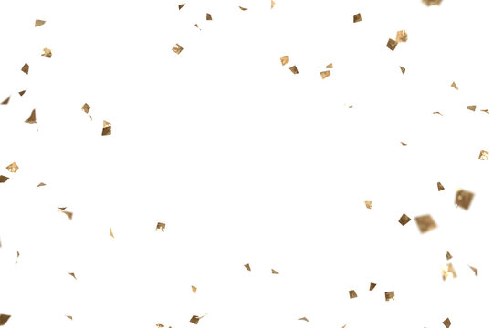 3D falling down golden confetti background.