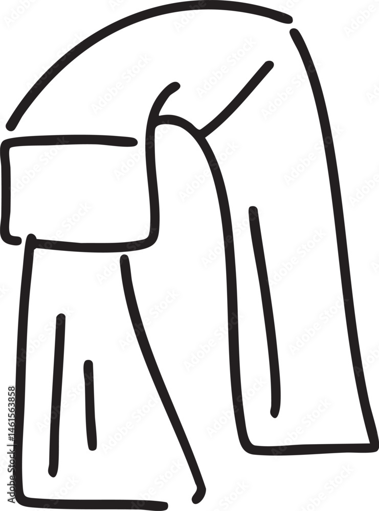 Aufkleber a stylized drawing of two connected rectangles forms a simple geometric shape.