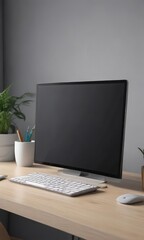 Fototapeta premium Modern vector desktop mockup, ideal for showcasing app or website design, visual, vector, gadget