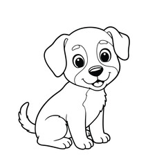 Fototapeta premium Adorable Puppy in a Blooming Garden Coloring Page