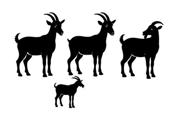 set of goat  silhouette vector illustration