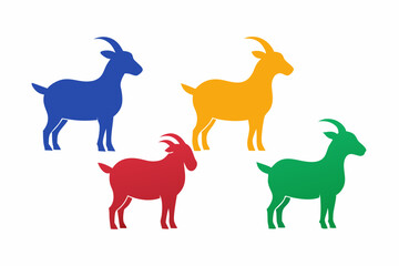 set of goat icon  silhouette vector illustration