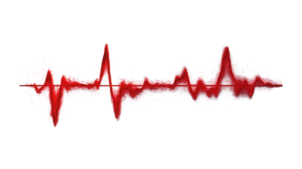 Sharp Red EKG Line Symbolizing Life and Health on Transparent Background 