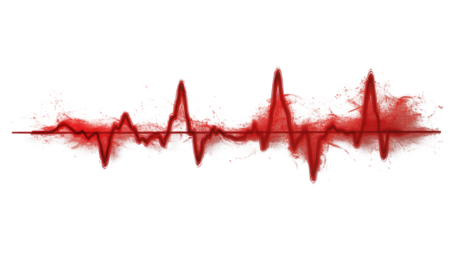 Sharp Red EKG Line Symbolizing Life and Health on Transparent Background 