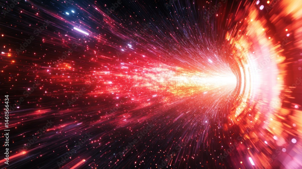 Poster cosmic tunnel of light. dynamic energy vortex in space