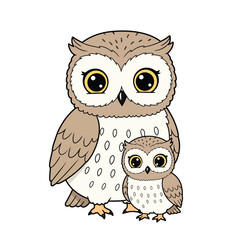 Nurturing Owls: A Heartwarming Parent-Child Embrace