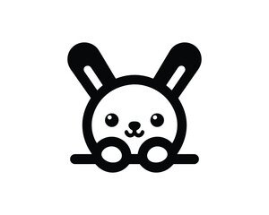 Clean black and white bunny logo for kids brands