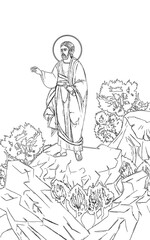 Jesus Christ. Greek coloring page in Byzantine style