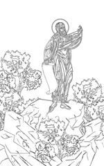 Isaiah prophet. Greek coloring page in Byzantine style