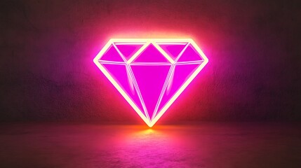 Fototapeta premium Neon diamond on textured floor