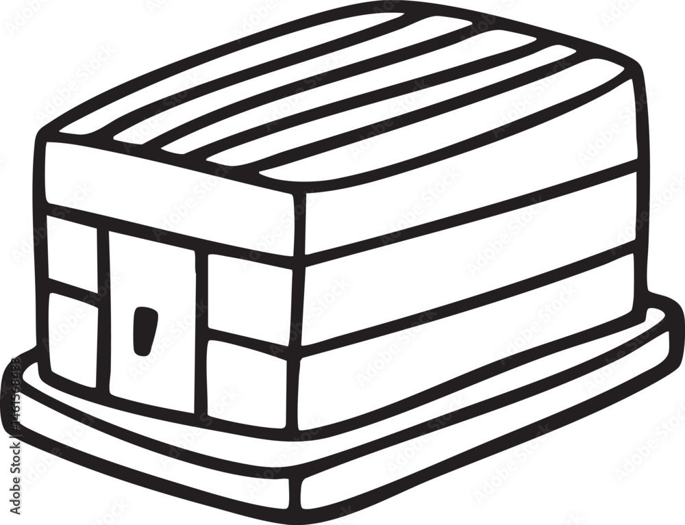 Poster a stylized of a rectangular box with horizontal lines.