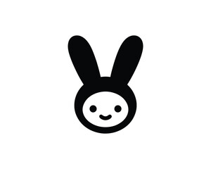 Minimal bunny logo for kids brands in flat playful style