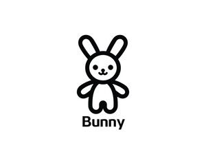 Clean flat bunny icon for kids brand logos