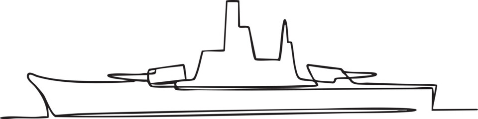 A simple outline of a ship against a gradient background.