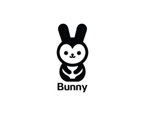 Clean black and white bunny logo for children’s brands