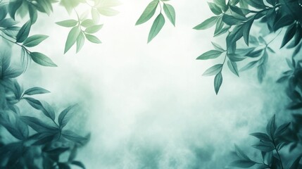 Misty forest serenity nature background soft sunlight calm environment aerial view natural elements concept