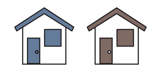 House With Chimney Line Icon. Residential Building, Isolated Vector Illustration.