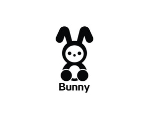 Clean bunny icon logo for kids branding in flat style