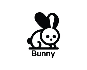 Clean black and white bunny logo icon for children’s brands