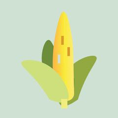 Cartoon vector icon of a corn, isolated on white background.
