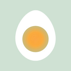 Half of a boiled egg, vector icon. Isolated 