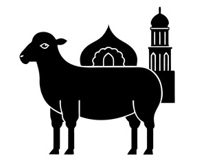 sheep and  Mosque  silhouette vector illustration