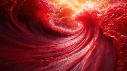 Fluid abstract waves merging with red line graphs, visual metaphor for market volatility and financial risk