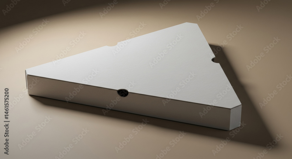 Poster empty triangular pizza box on a neutral background. product display for food packaging design. empty