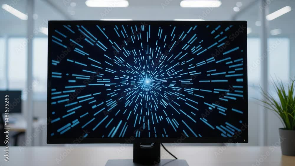 Aufkleber futuristic technology computer screen digital office concept illustrating stagnation economy with dy