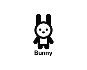 Playful bunny icon logo for kids branding in minimalist style