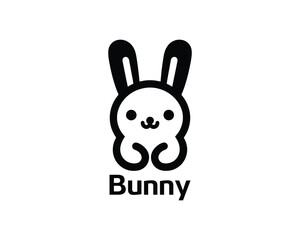 Simple bunny logo icon for children’s brand use