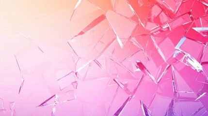 Shattered glass pieces creating a dynamic texture on a glowing pink and red gradient background