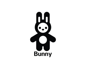 Minimal black and white bunny logo for kids branding