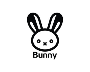 Cute bunny logo for kids brands in flat style