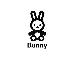Cute black and white bunny logo for branding use