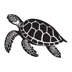 Fototapeta premium Sea Turtle animal icon isolated vector black silhouette