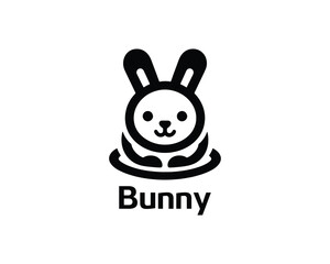 Clean flat bunny icon for kids brand logos