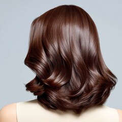 Fototapeta premium smooth brown wavy hairstyle with glossy finish