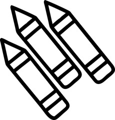 Crayons icon in black outline. Art supply, school, childhood creativity