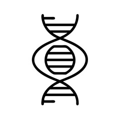 DNA icon in black outline. Genetics, biology, science, medical symbol